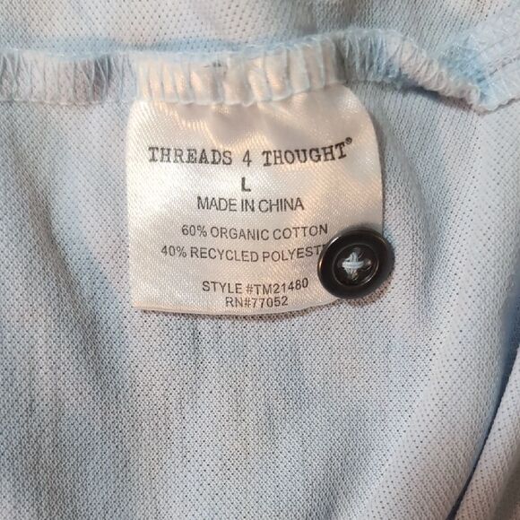 NWT Threads For Thought Light Blue Polo Shirt Men's L - Picture 3 of 7